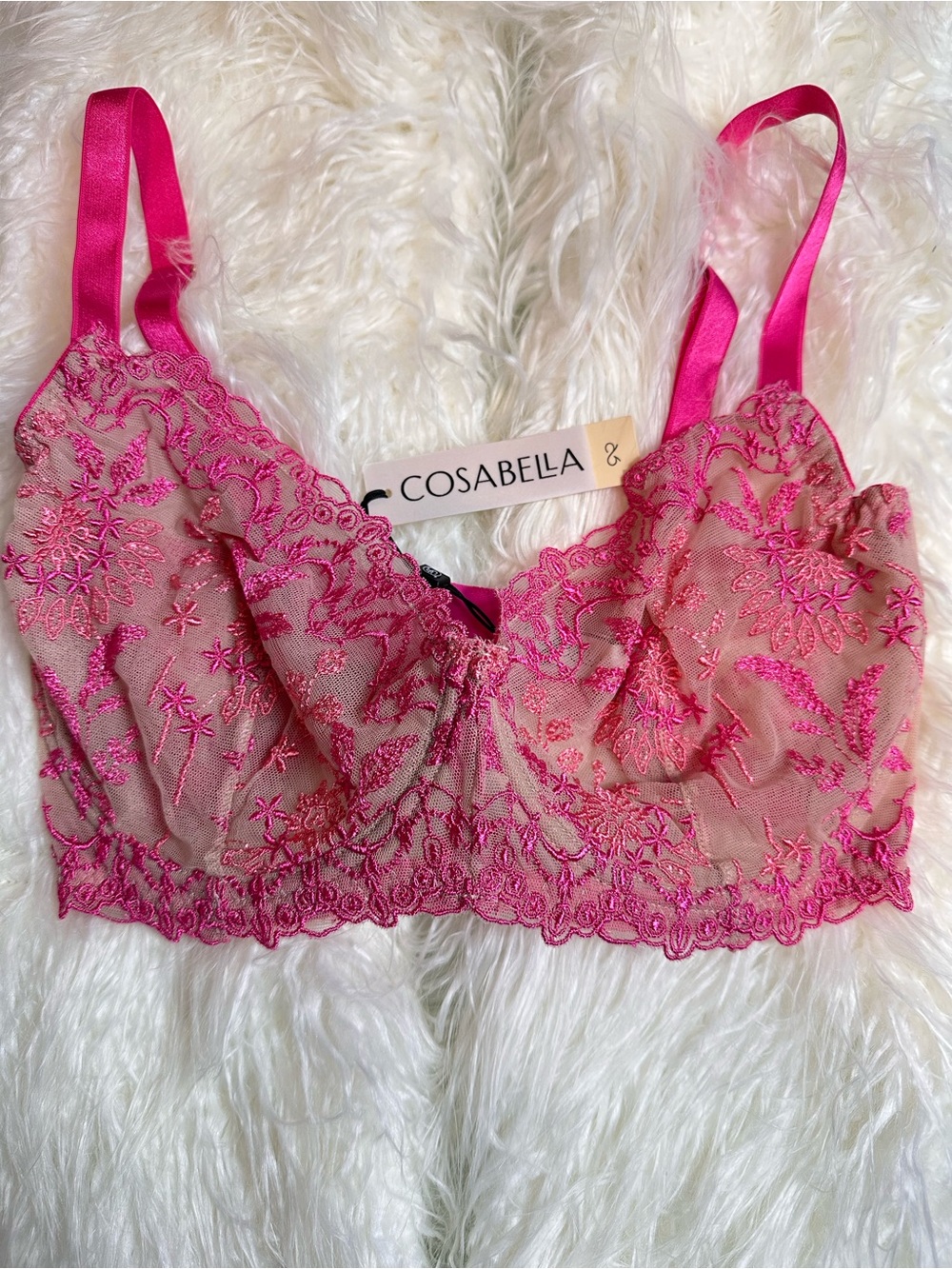 NWT Cosabella Ushuaya Molded Underwire Bra 32F Flori Pink Italian Lace USHAA1121 - Picture 2 of 7